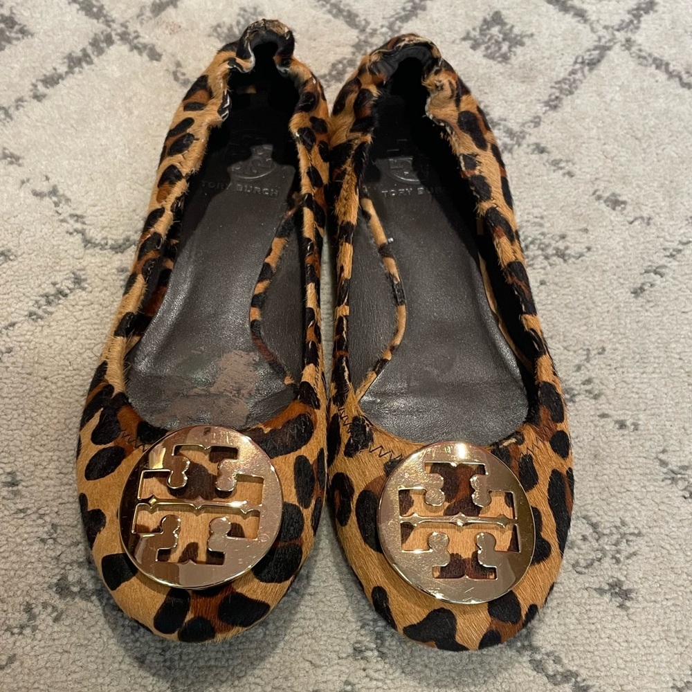 Tory Burch Leopard Reva Ballet Flats - 8.5